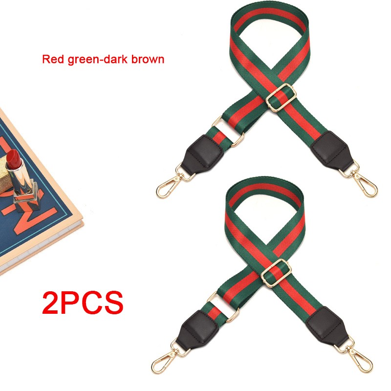 2Pcs Red and Green Web Canvas Purse Strap Replacement