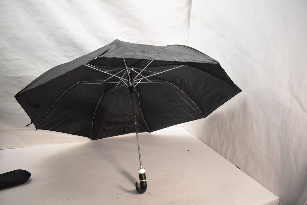 Pride Umbrella Mens Black Compact Folding Auto Open Curved Handle One Size