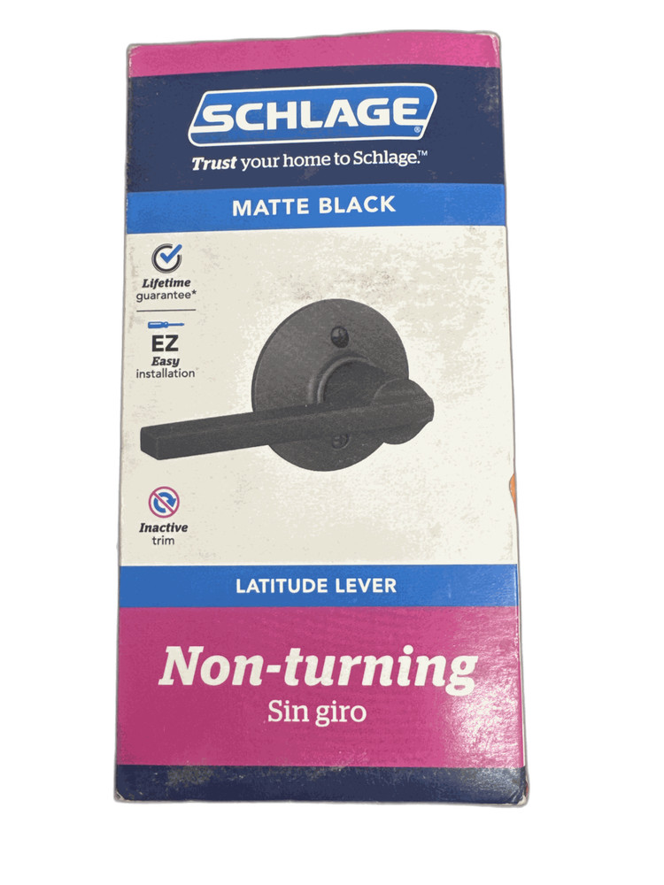 Schlage Latitude Matte Black Dummy Door Handle