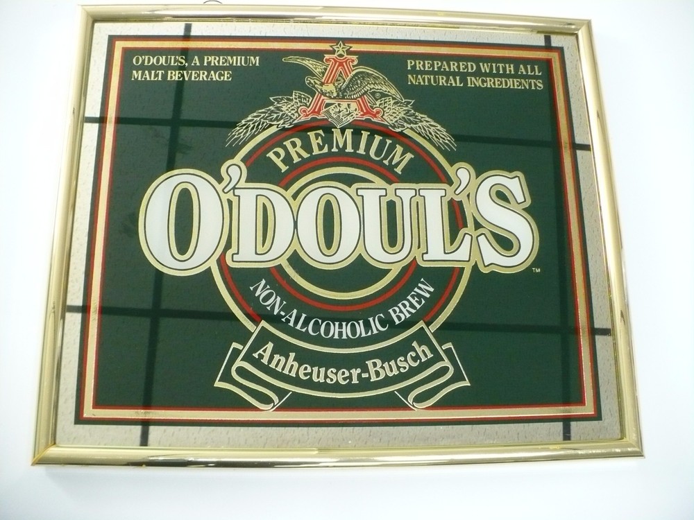 O'Doul's Non-Alcoholic Brew Bar Mirror with Brass frame    1991
