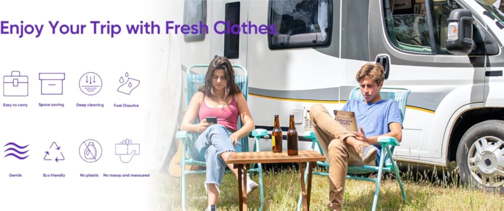 Travel Laundry Deternt Sheets 120 Loads Eco-friendly Washing