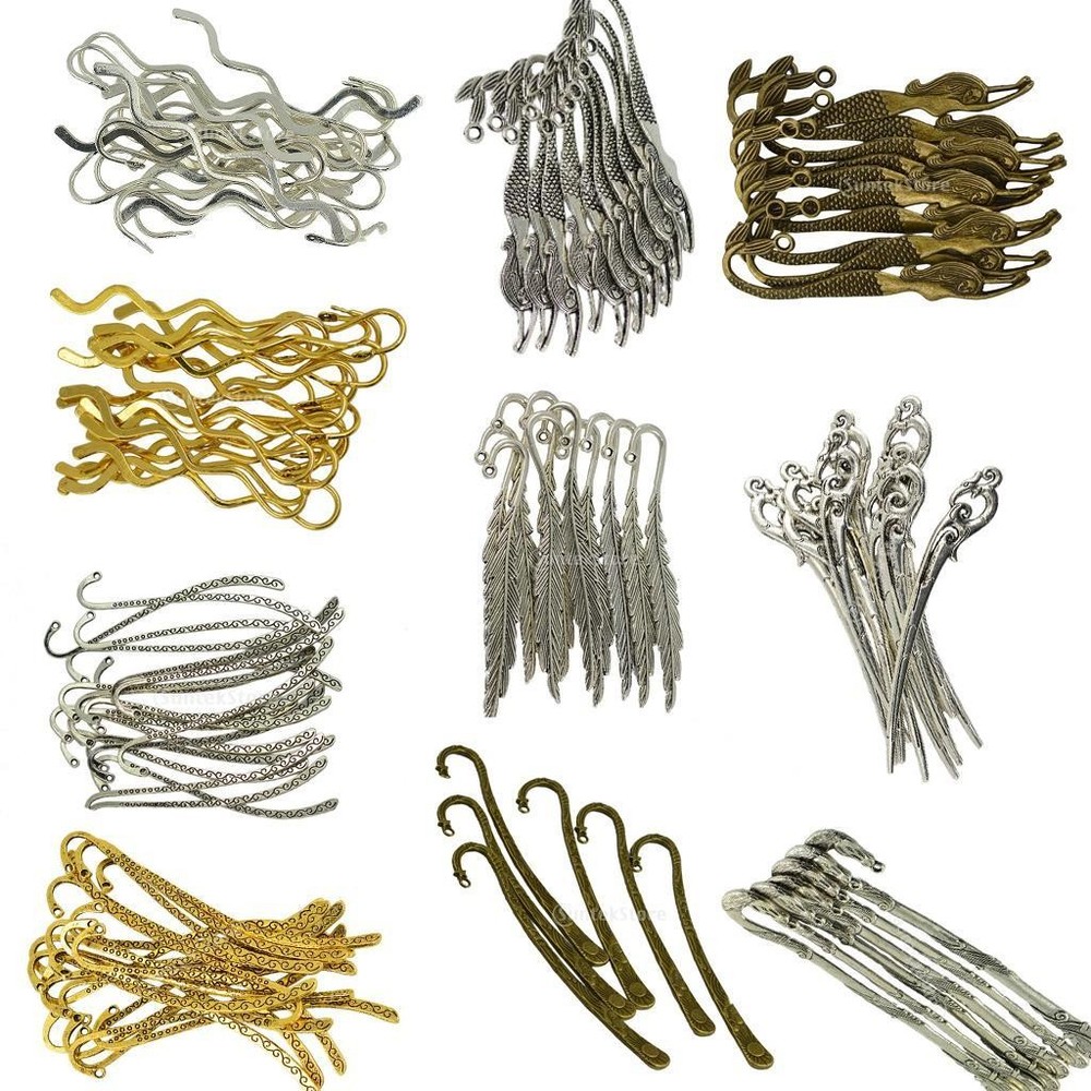 6 Pieces Ibetan Silver Beading Bookmarks With Loop For DIY