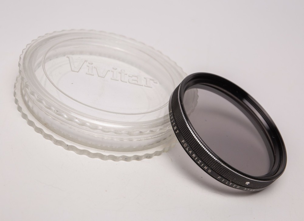 55mm Vivitar Polarizing Filter PL Linear Polarizer w/Case EX!