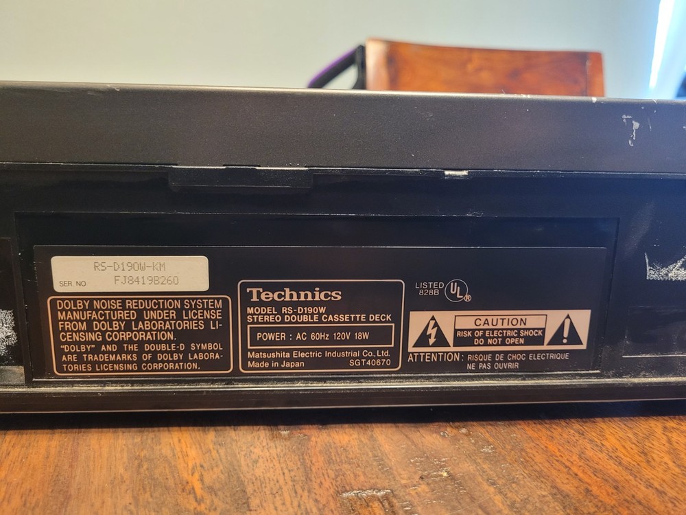 Technics Stereo Double Cassette Deck RS-D190W High Speed Editing Tested Working