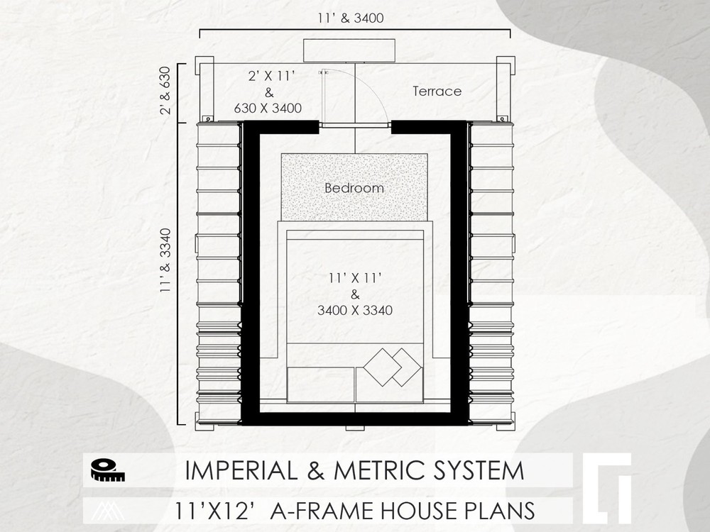 A-Frame House Cabin Plans -145SF- Blueprints - Modern
