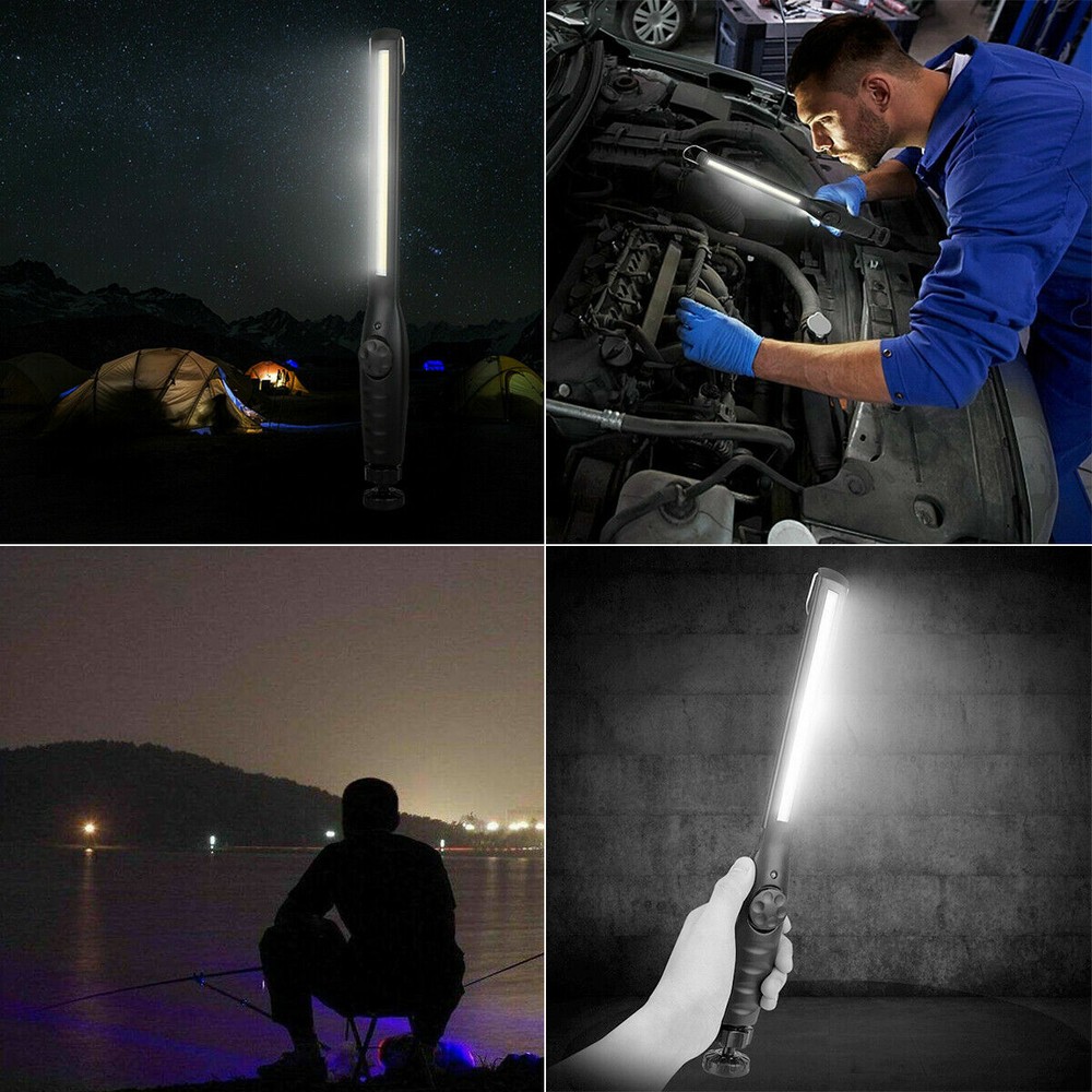 2 Pack USB Rechargeable LED COB Work Light, Magnetic Base Torch for Mechanics