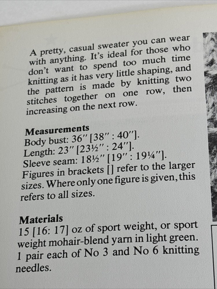 Horizontal Banded Women's Sweater Knitting Pattern Card