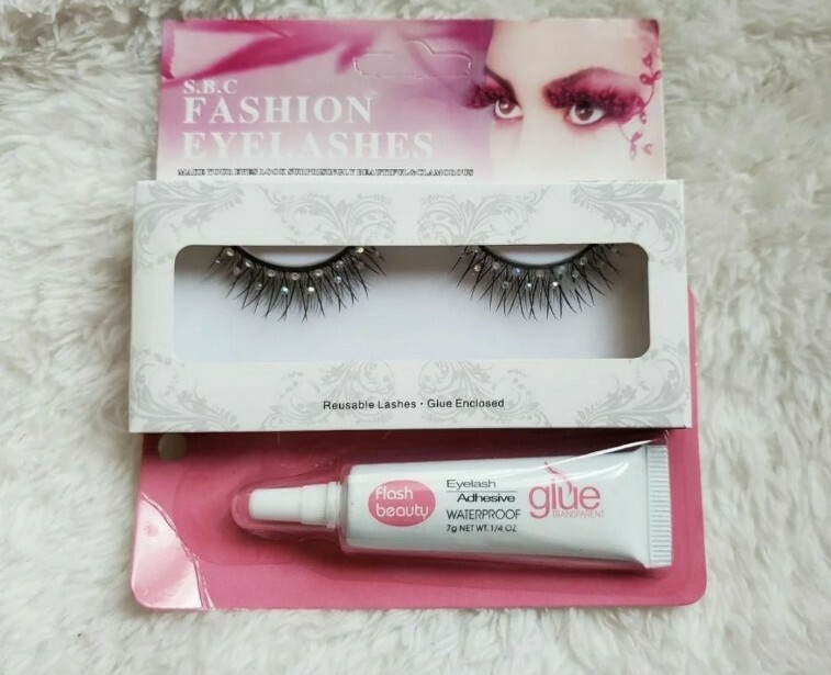 False Eyelashes with Fake Studs + Lash Glue