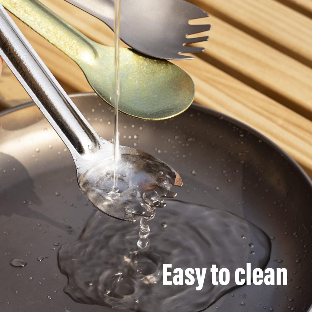 Ultralight Long Handle Spork & Spoon - Eco-Friendly Titanium Flatware Set