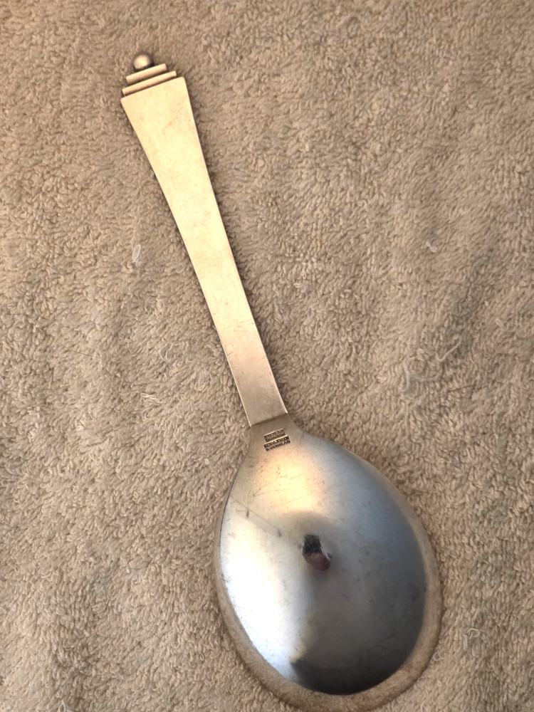 PYRAMID by GEORG JENSEN sterling silver SERVING SPOON No Monogram 8 3/8"
