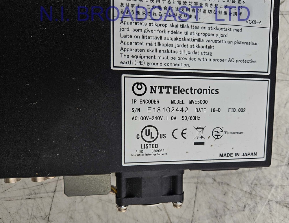 1x NTT IP mvd5000 decoder and 1x IP mve5000 encoder h.264 mpeg4