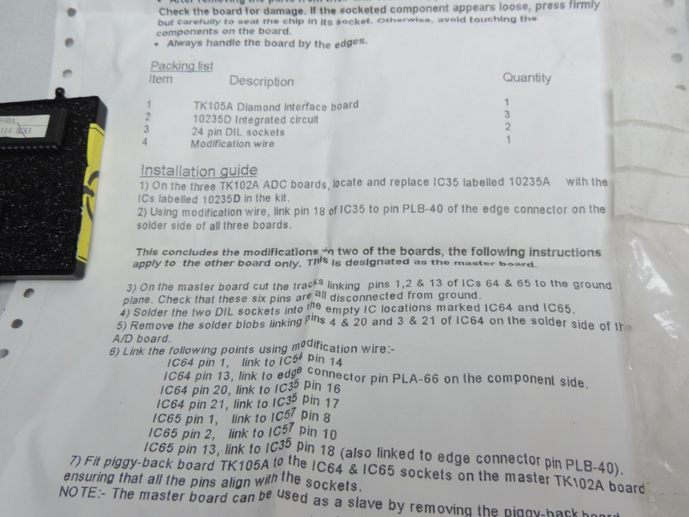 Twigi TK105A Diamond Set Interface Board Cintel ITK