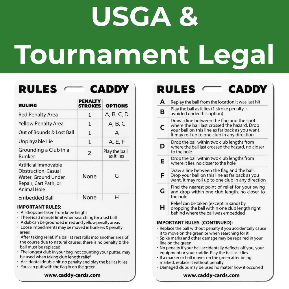 Rules Caddy â€“ USGA Rules of Golf 2026 Quick Reference Card â€“ Golf Bag Tag...