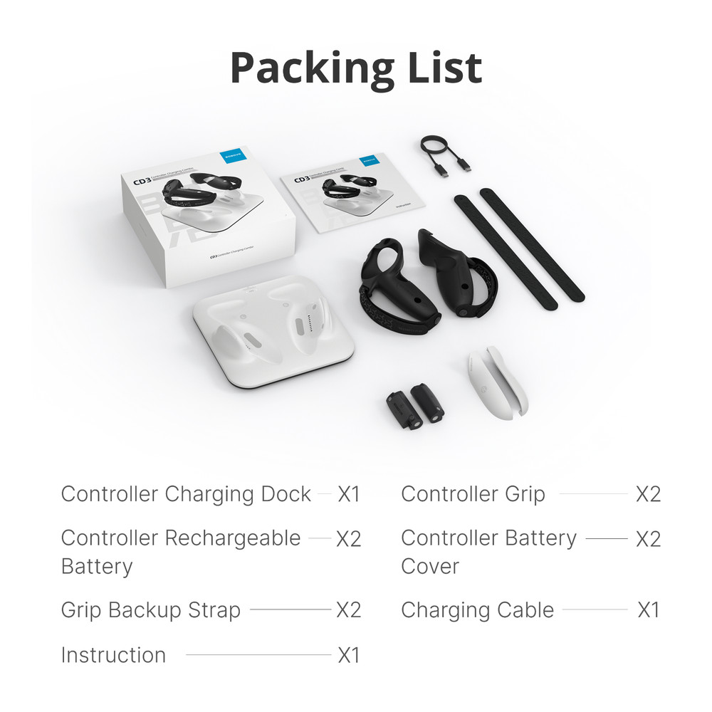 BOBOVR CD3 Controller Charging Combo Compatible with Quest 3 & 3S Accessories
