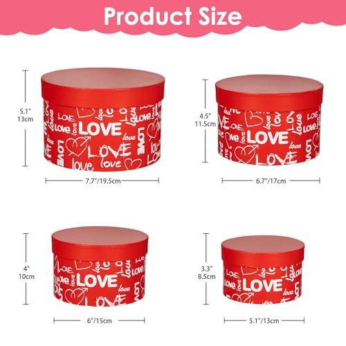 Luxury Round Nested Gift Boxes with Lids (Set of 4) – Reusable Sturdy Red