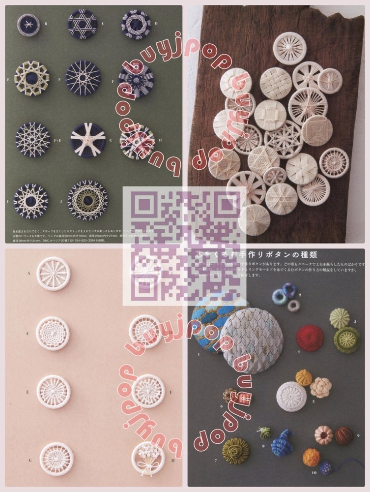 NEW Japanese Craft Book Thread Covered Button Dorset Flat Core Ring Button