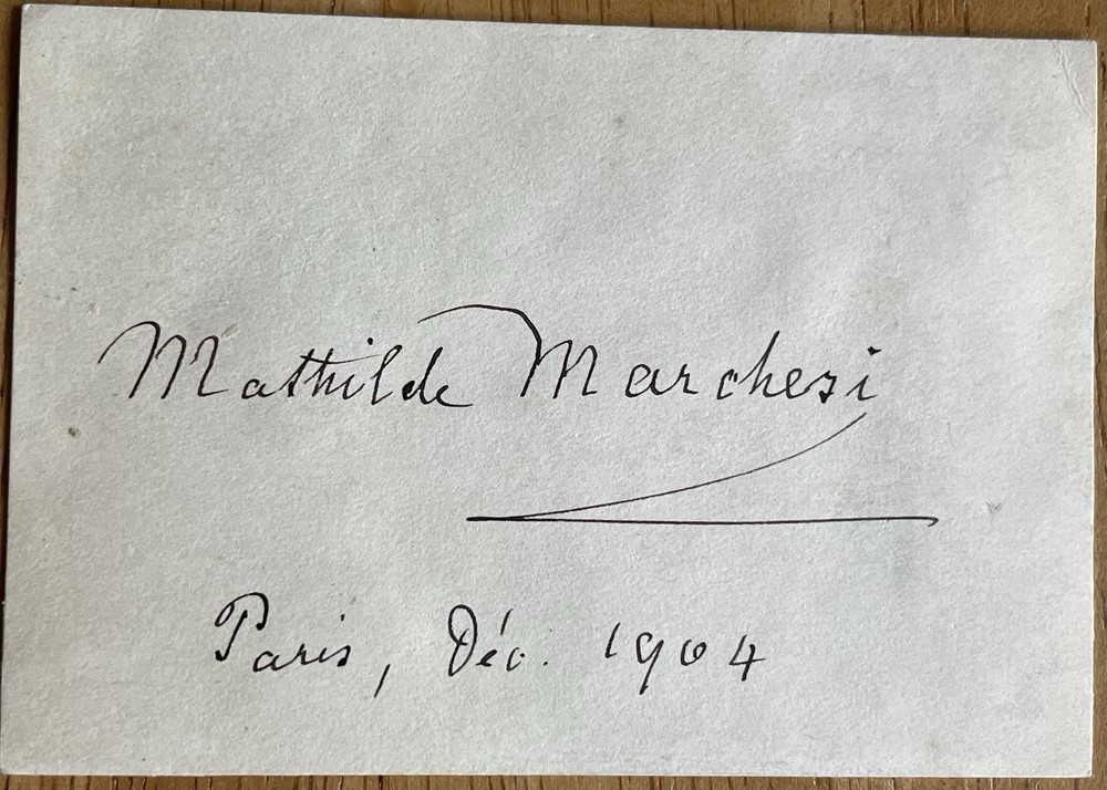 German Mezzo-Soprano Mathilde Marchesi Autograph