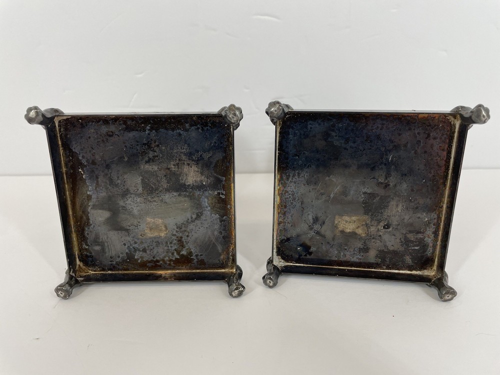 Vintage 5" Silver Tone Crescent Candle Stick Holders