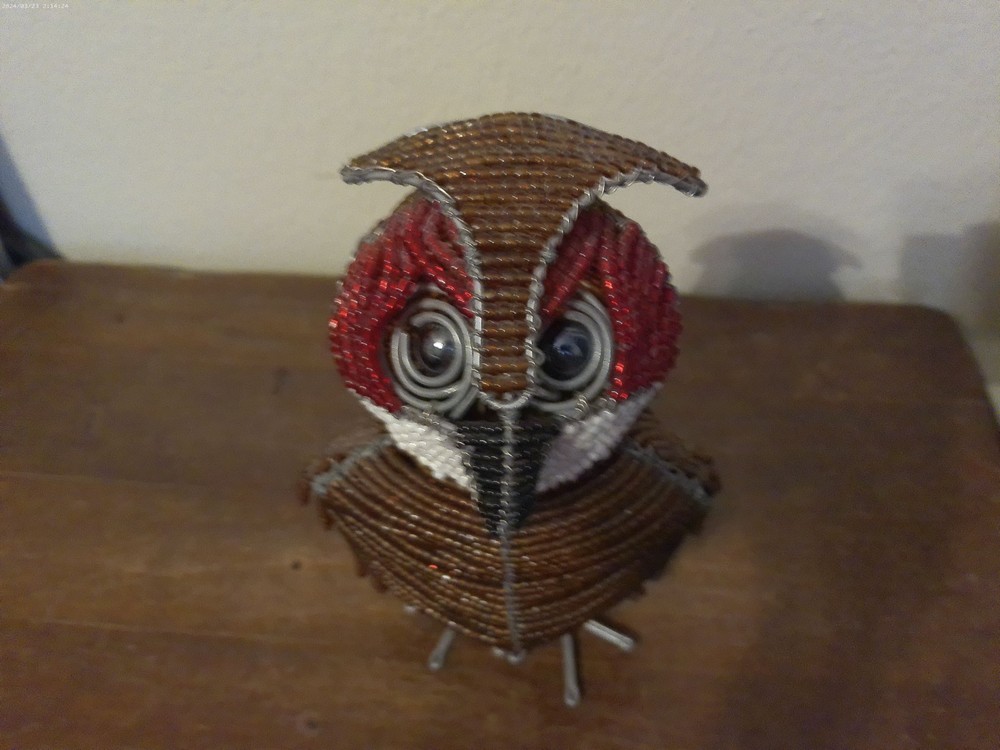 Large Beaded Owl Figure