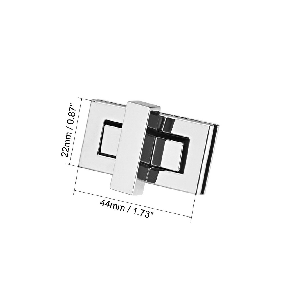 2 Sets Rectangular Purses Twist Lock 44mm x 22mm Clutches Closures Silver
