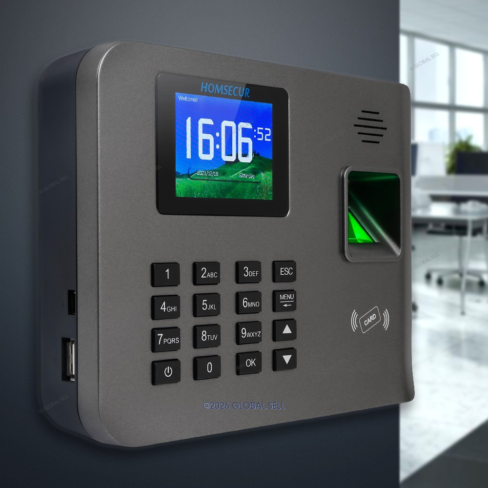 HOMSECUR Time Attendance With Fingerprint RFID Reader Free Software +WiFi+DST