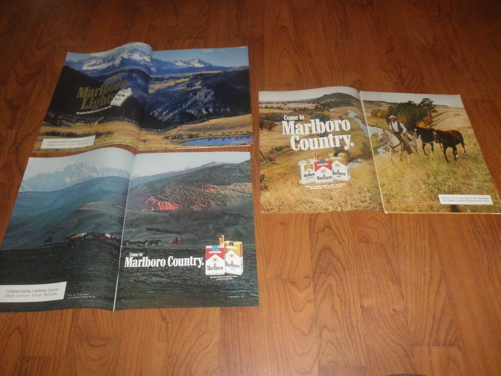 THREE Vintage MARLBORO  Two Page  ADS-+Two Bonus ADS