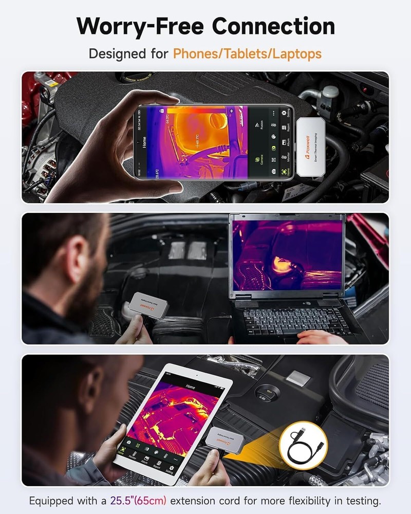 FOXWELL RT100 Thermal Imaging Camera for Android (USB-C): 256x192 IR Resolution