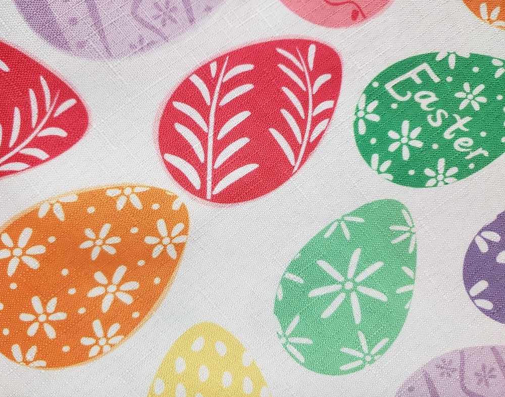 Printed Fabric Tablecloth 60"x84" Oblong (6-8 people) MULTICOLOR EASTER EGGS,EHD