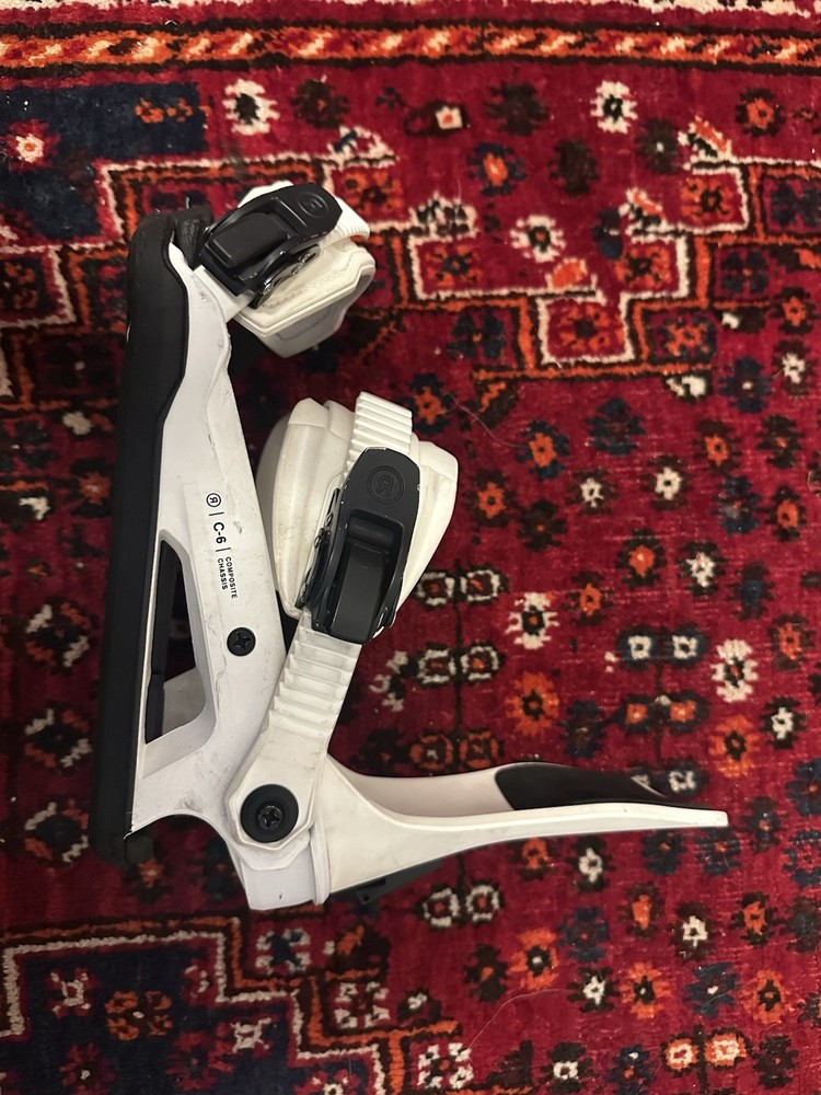 Ride C-6 Snowboard Bindings White Black Composite Ankle Buckles