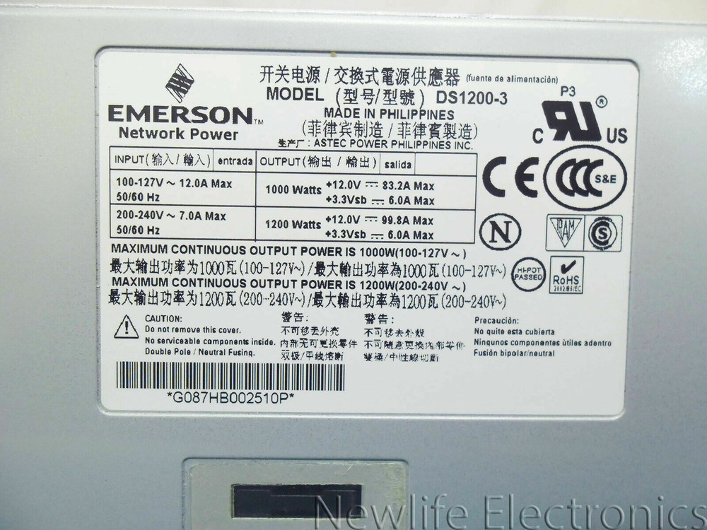 Emerson DS1200-3 1200W Power Supply