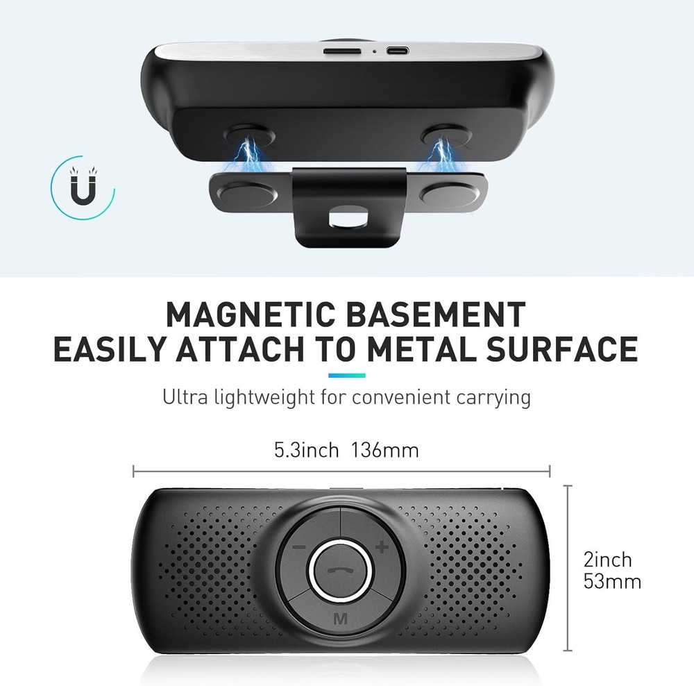Wireless Car Visor Speaker with Built-in Microphone and Instant Connect Feature