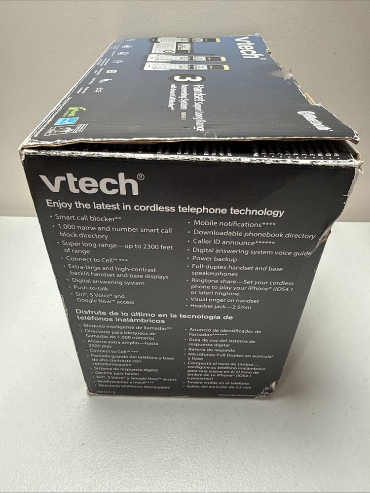 VTech Cordless Phone Answering Machine Bluetooth 3 Handset Super Long Range
