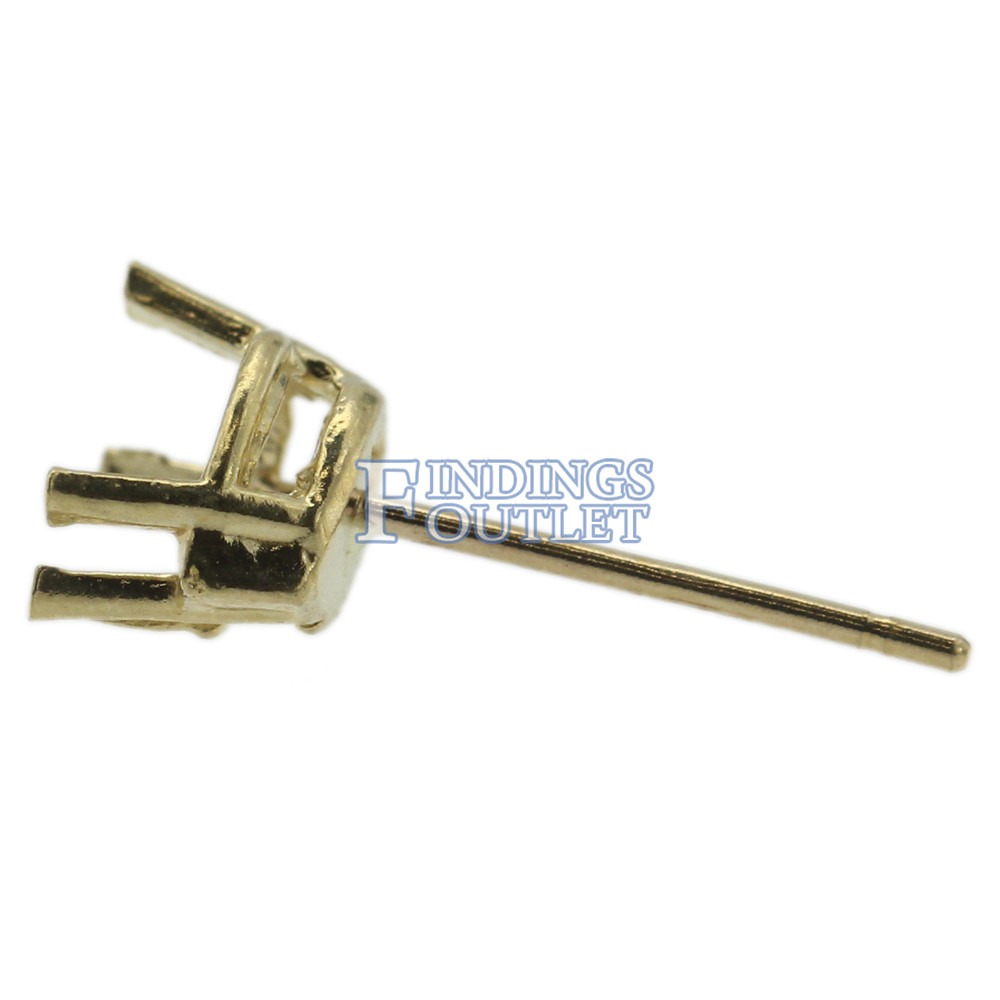 14k Yellow Gold Pear Shape Stud Earring Mounting Setting Push Back Post 4 Prong