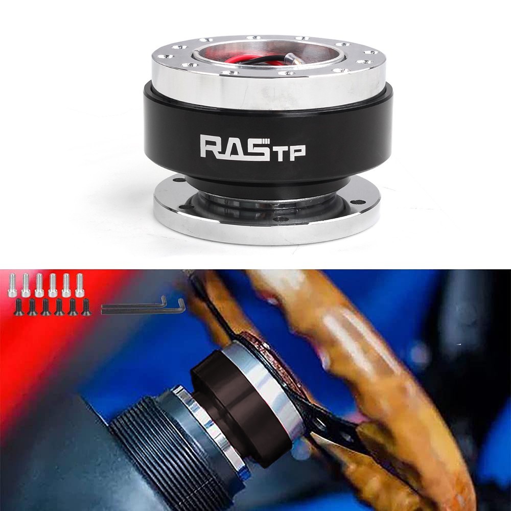 13" Aluminum Universal D Shape Racing Steering Wheel w/Quick Release Adapter Kit