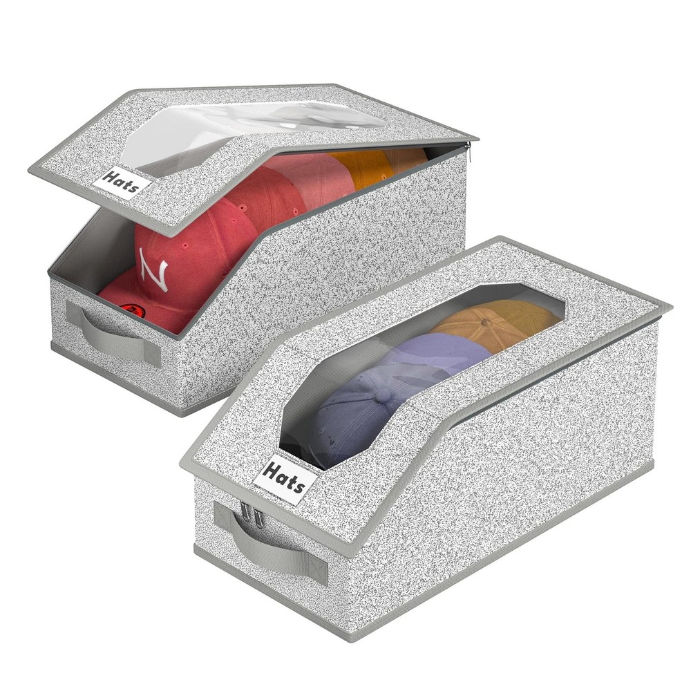 Large Stackable Baseball Cap Storage Box Dustproof Foldable Zipper Organizer