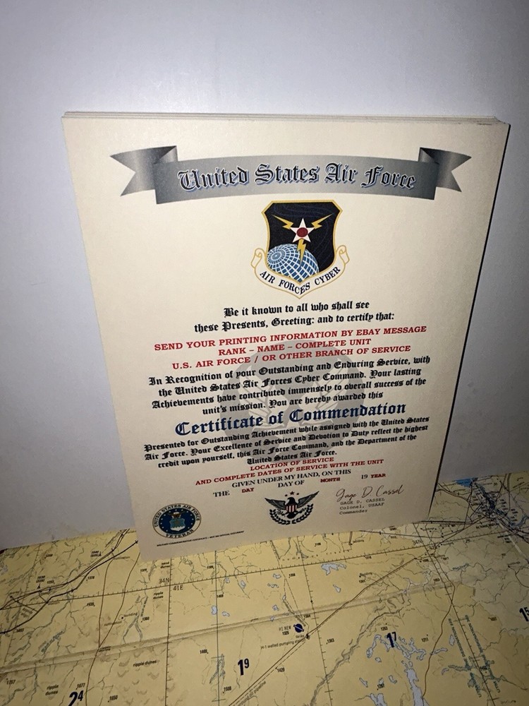 U.S.A.F. / U.S. AIR FORCES CYBER COMMAND - CERTIFICATE OF COMMENDATION