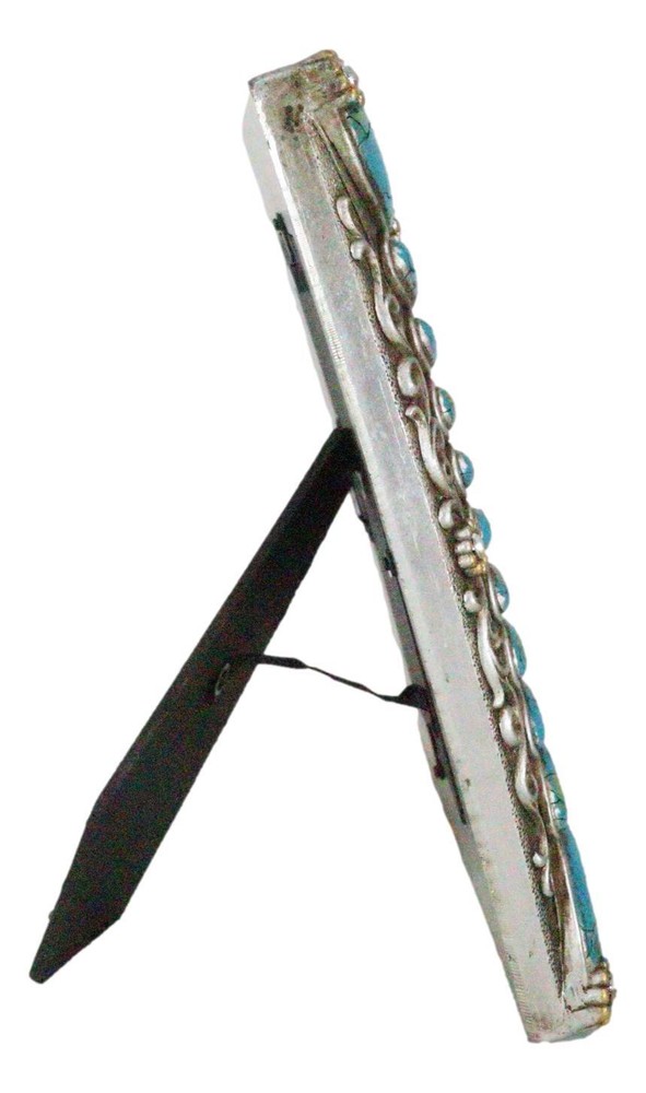 Rustic Western Turquoise Teardrop Gems Scrollwork Patterns 6X4 Picture Frame