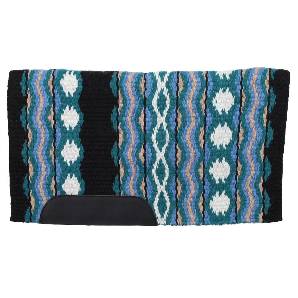 Deep Blues Heavy Woven Wool Single Ply Saddle Blanket 34" x 40" NEW