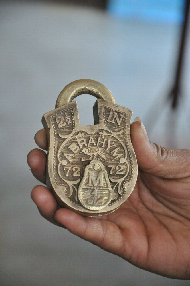3 Pc Vintage Brass Bird & Lines Engraved Handcrafted Padlocks