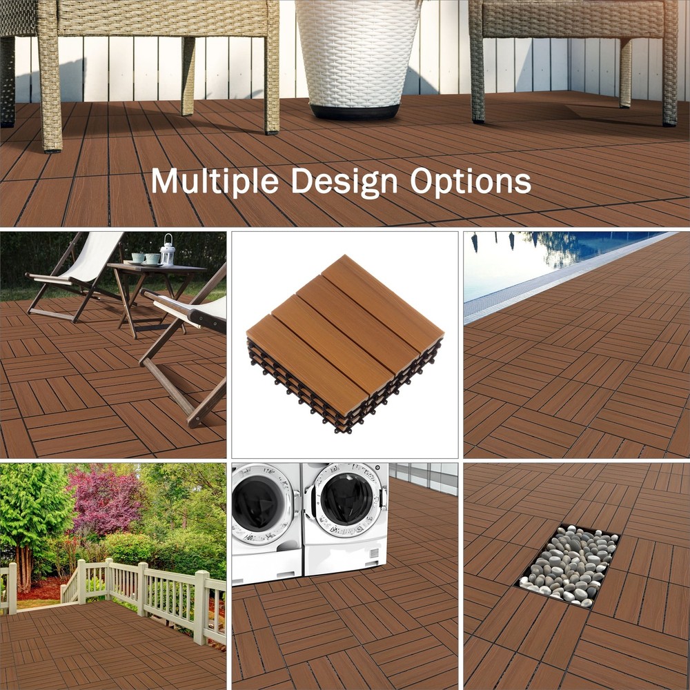 6-Pack Composite Outdoor Tiles, Brown