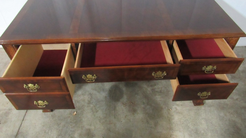 Mahogany Executive Desk Chippendale Banded Designer