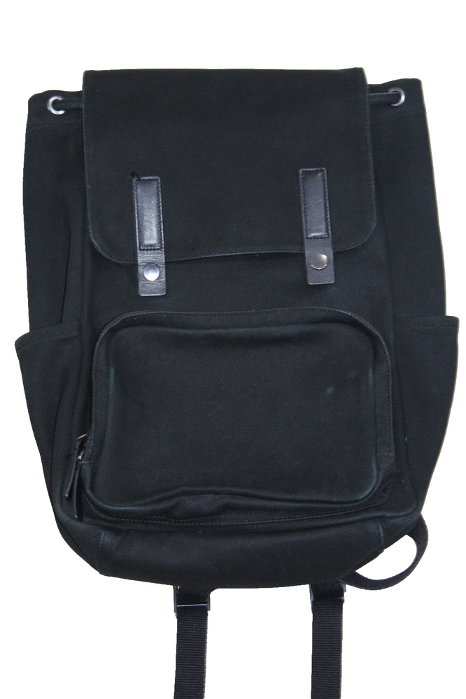 EVERLANE THE MODERN SNAP UNISEX BLACK CANVAS BACKPACK LEATHER EUC