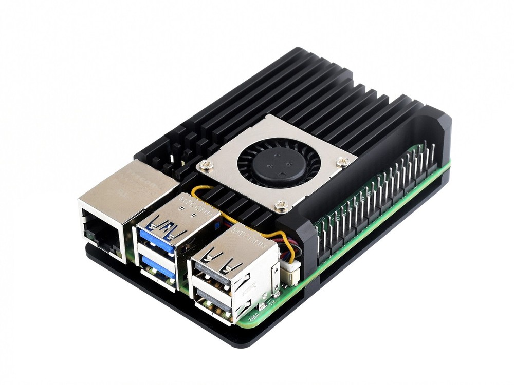 Waveshare Aluminium Alloy Case H for Raspberry Pi 5 with Temperature-Controlled