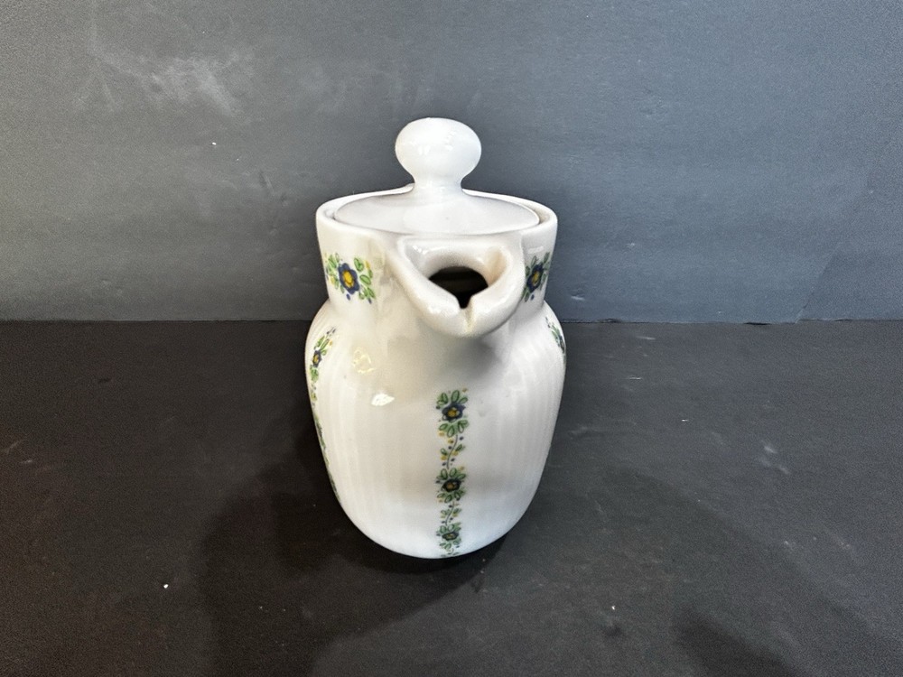 Small Ceramic Pitcher W/Lid Floral 5”H