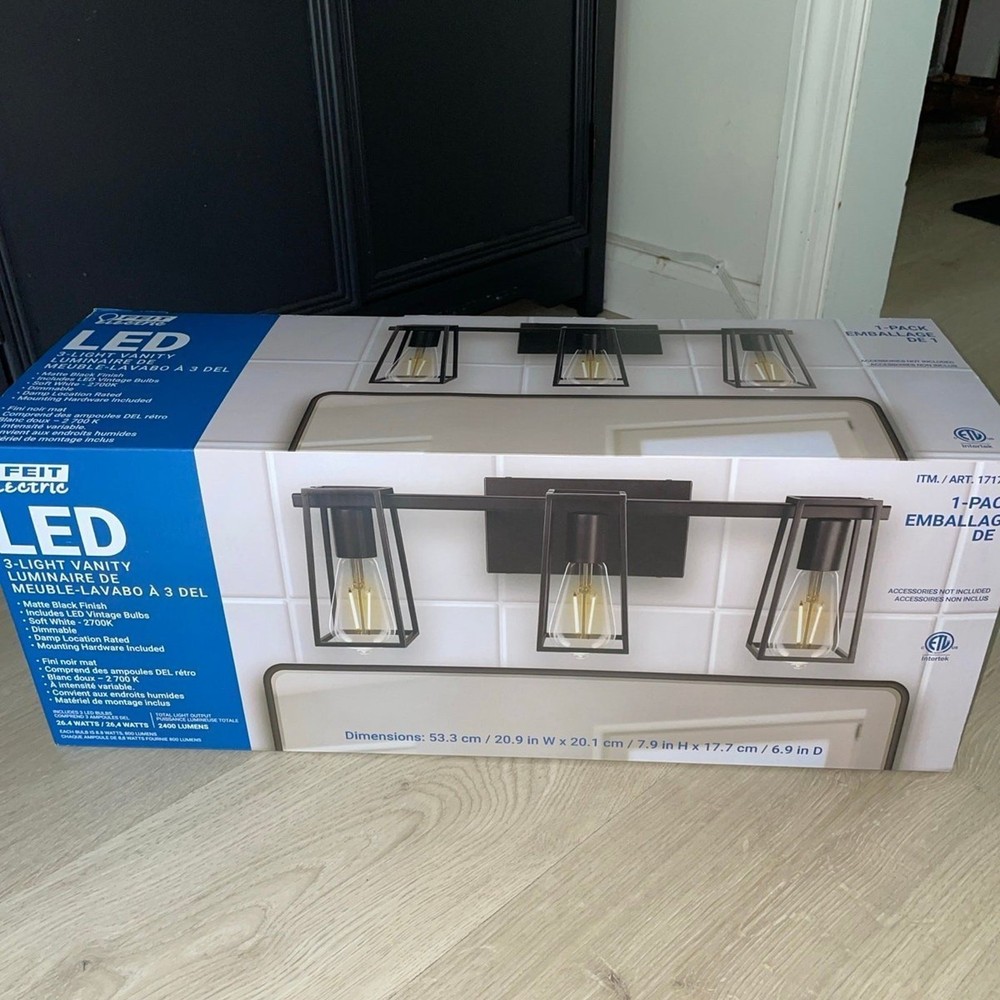 Feit Electric Led 3- Light Vanity  Bathroom Lights, Wall Sconces