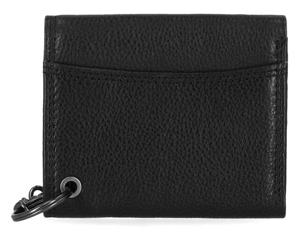 Harley-Davidson Men's Embossed Eagle Tri-Fold Snap Chain RFID Wallet, Black