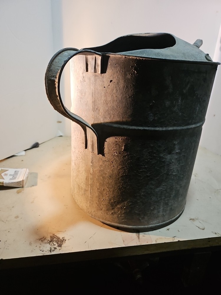 HUGE Vintage Galvanized Watering Can CUTE HANDLE 14X18