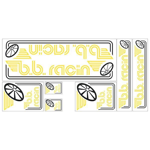 BB Racin - Yellow on clear BMX decal set