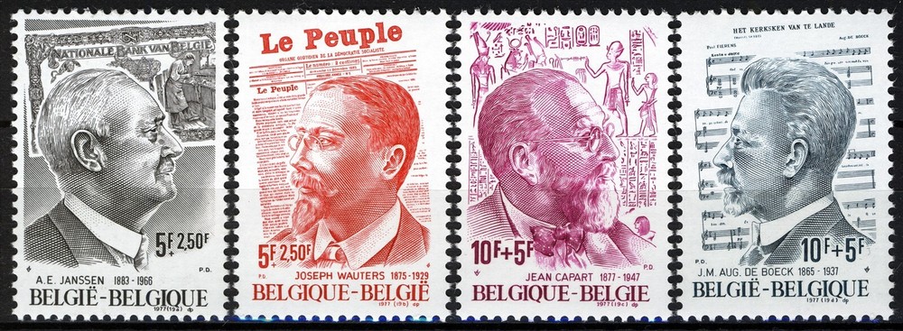 Belgium 1977, Personalities set MNH, Mi 1929-32