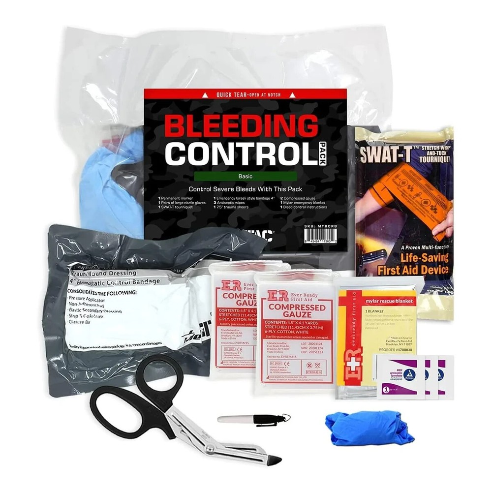 MediTac Bleeding Control First Aid Kit in Plastic Case First Responders EMT